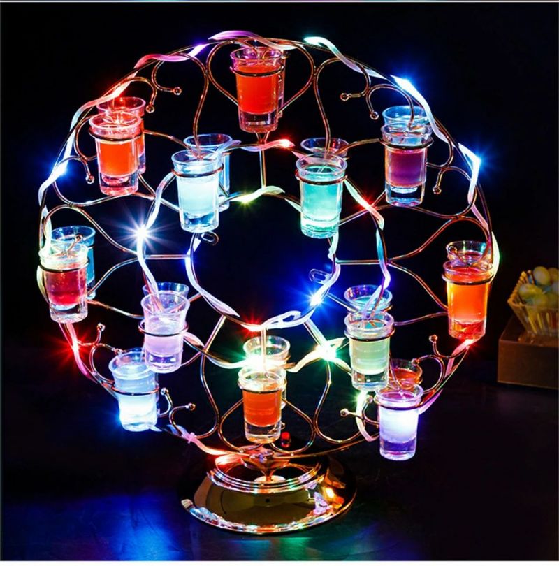 円型酒棚 LED酒ボトルの表示棚 バー ホテル LED酒棚の表示棚 酒器 酒棚 テキーラ酒棚 パーティ 開店祝い 開店 レストラン レストランの装飾 ワイングラス掛け 居酒屋 バイ クラブ　卓上自立型
