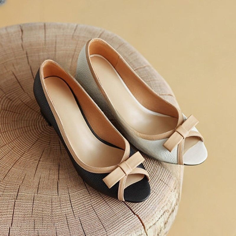 パンプス レディース 太ヒール チャンキーヒール 5cmヒール オープントゥ リボン付き フォーマル 美脚 痛くない 歩きやすい 疲れにくい 通勤 靴 春夏 パーティー 結婚式 二次会 披露宴