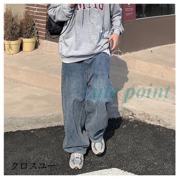 ワイドパンツ メンズ 極太 デニム ジーンズ ストリート ダボパン B系 HIPHOP ダンス ヒップホップ バギーパンツ チノパンツ 無地 秋服