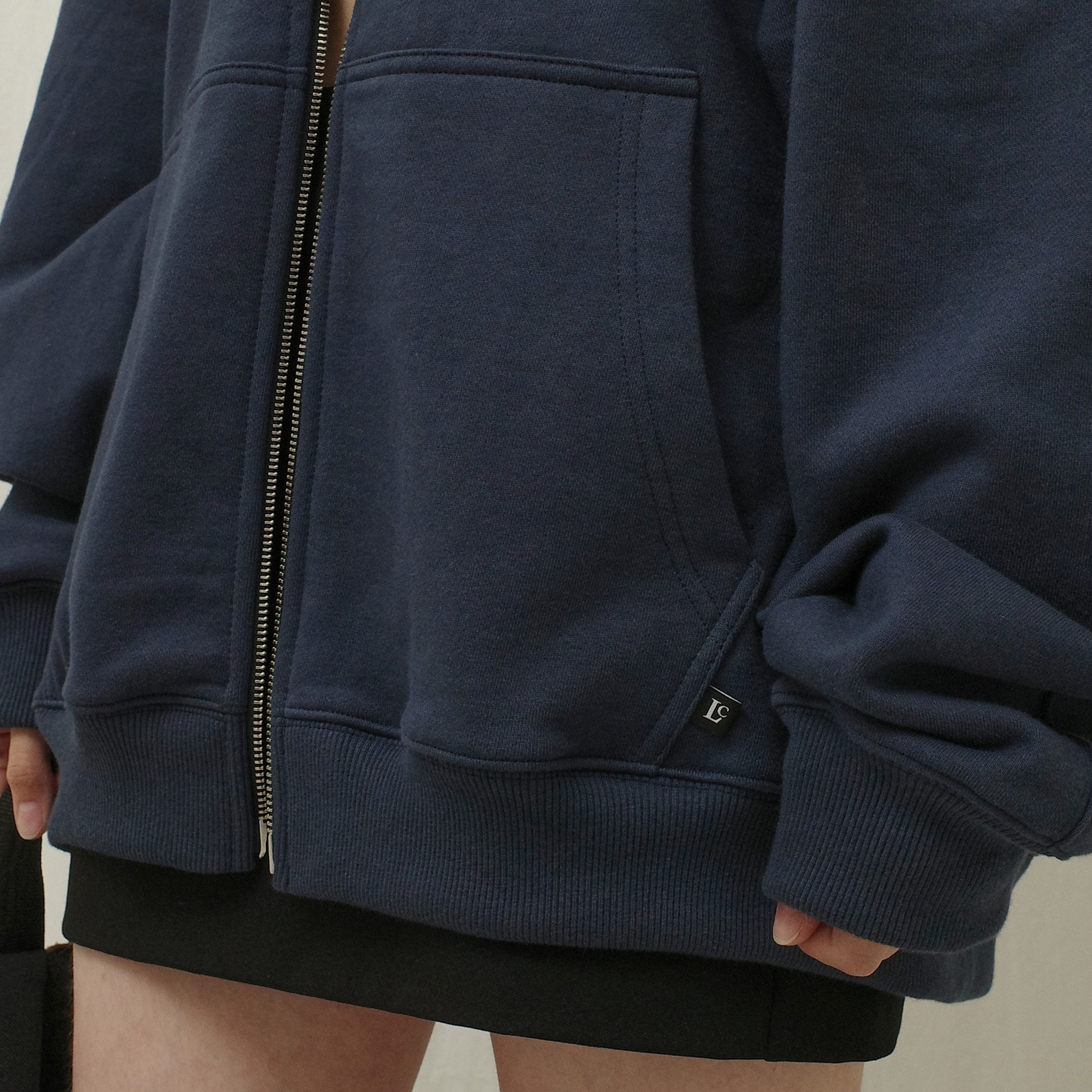 Lc OVERSIZED ZIP-UP HOODIE_(NAVY BLUE/DEEP CHARCOAL/MELANGE GREY)