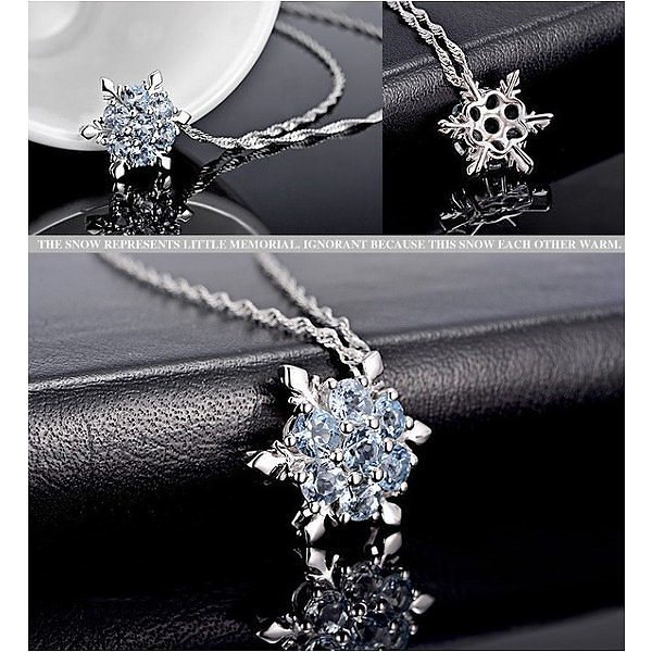 ネックレス レディース アクアマリン 雪華 結晶 ラッキーモチーフ SILVER925 プラチナ仕上げ 人気 ホワイトデー プレゼント