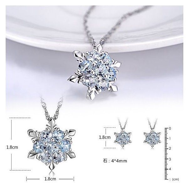ネックレス レディース アクアマリン 雪華 結晶 ラッキーモチーフ SILVER925 プラチナ仕上げ 人気 ホワイトデー プレゼント