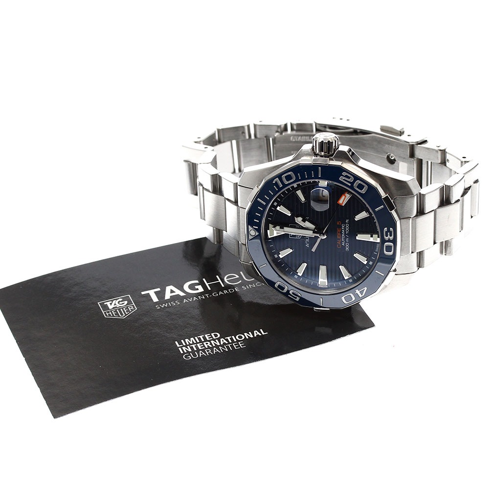 タグホイヤー TAG HEUER WAY211C-0 アクアレーサー キャリバー5 デイト 自動巻き メンズ 美品 保証書付き_900308【中古】 タグホイヤー TAG HEUER WAY211C-0 アクアレーサー キャリバー5 デイト 自動巻き メンズ 美品 保証書付き_900308【中古】