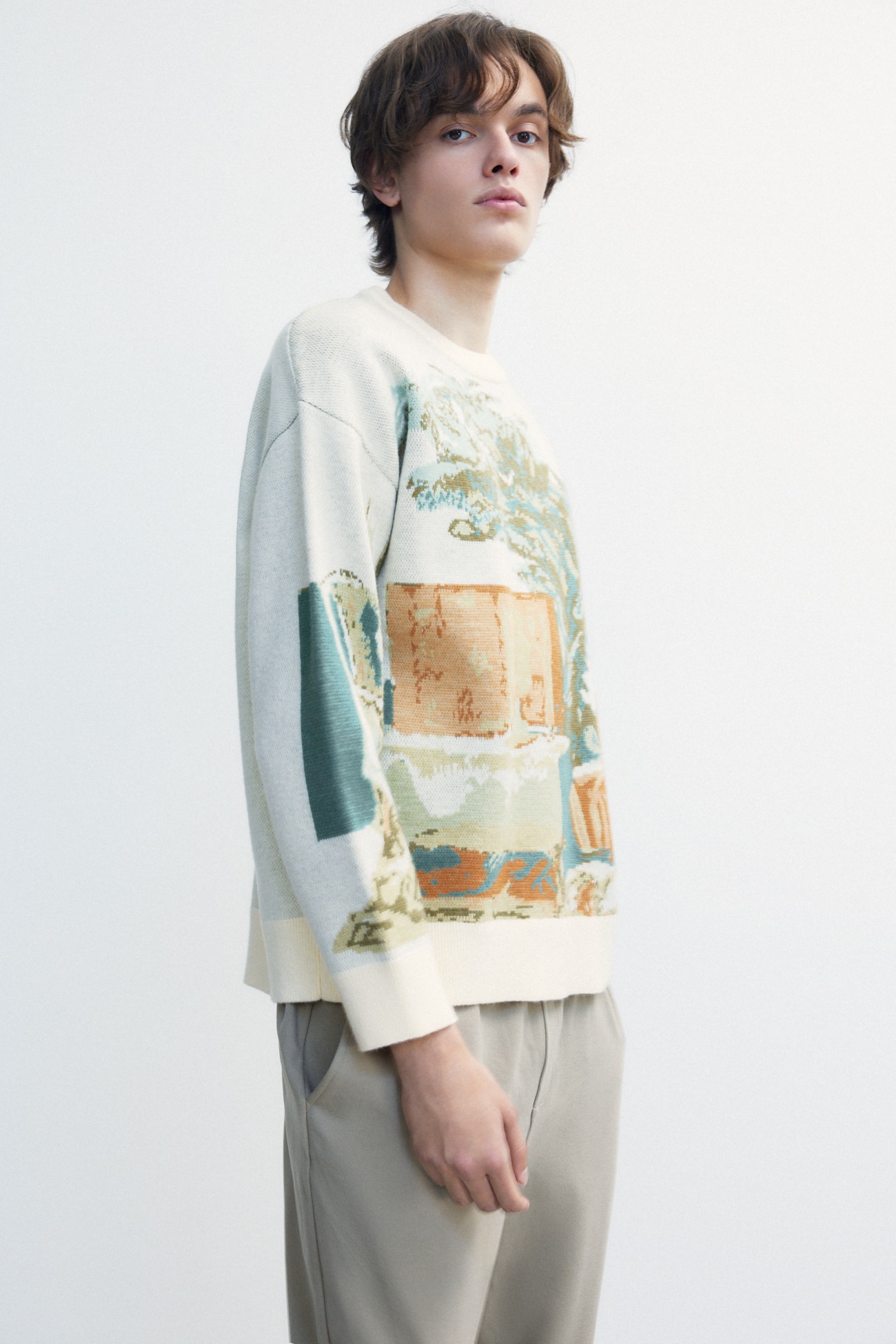 メンズ ルーズ 厚手 セーター アート カジュアル ユニークなデザイン 個性的なデザイン XS S M L XL 個性的 トップス ニットソー 袖あり 長袖 きれいめ シンプル 大人 上品 pattayablatt.com