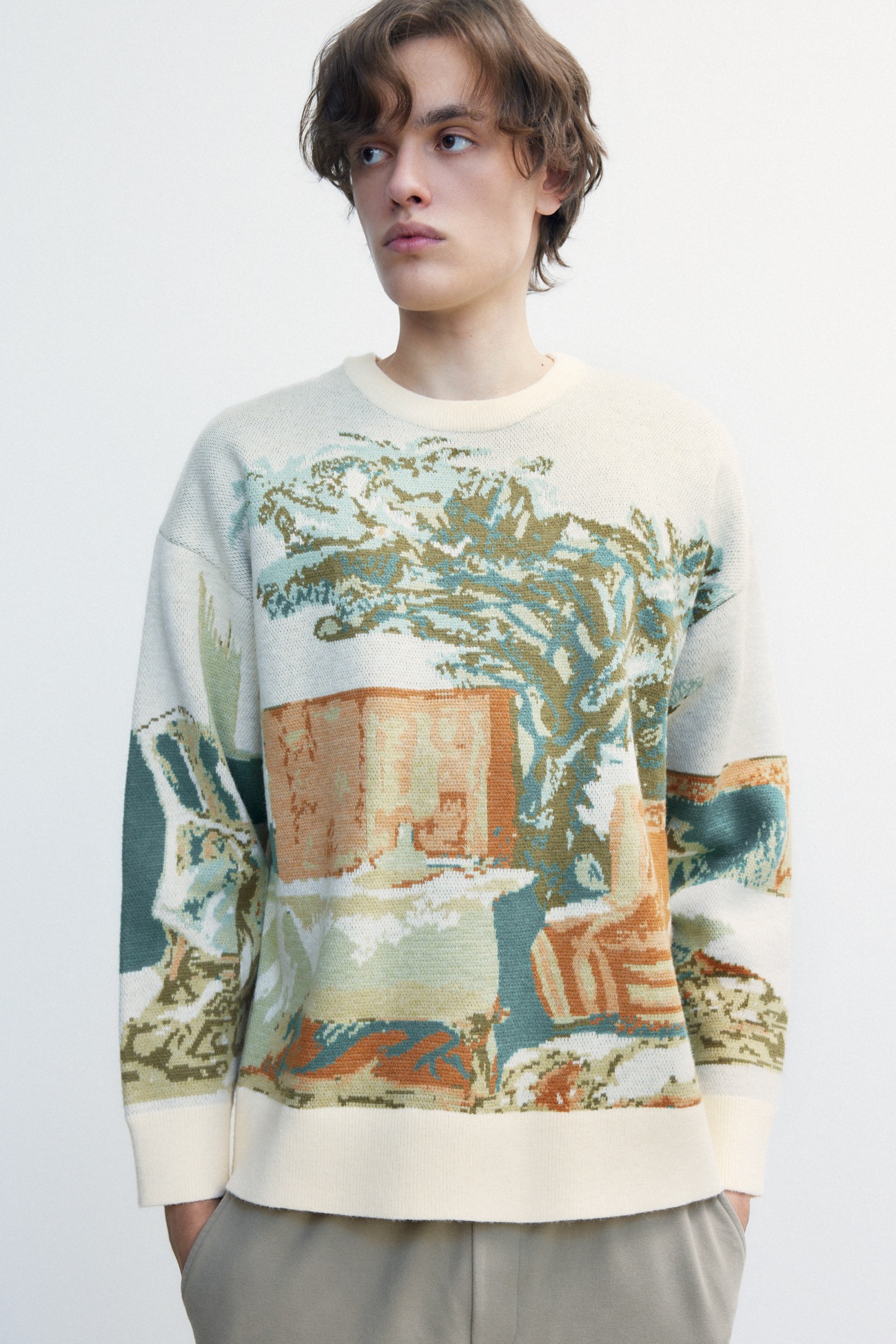 メンズ ルーズ 厚手 セーター アート カジュアル ユニークなデザイン 個性的なデザイン XS S M L XL 個性的 トップス ニットソー 袖あり 長袖 きれいめ シンプル 大人 上品 pattayablatt.com