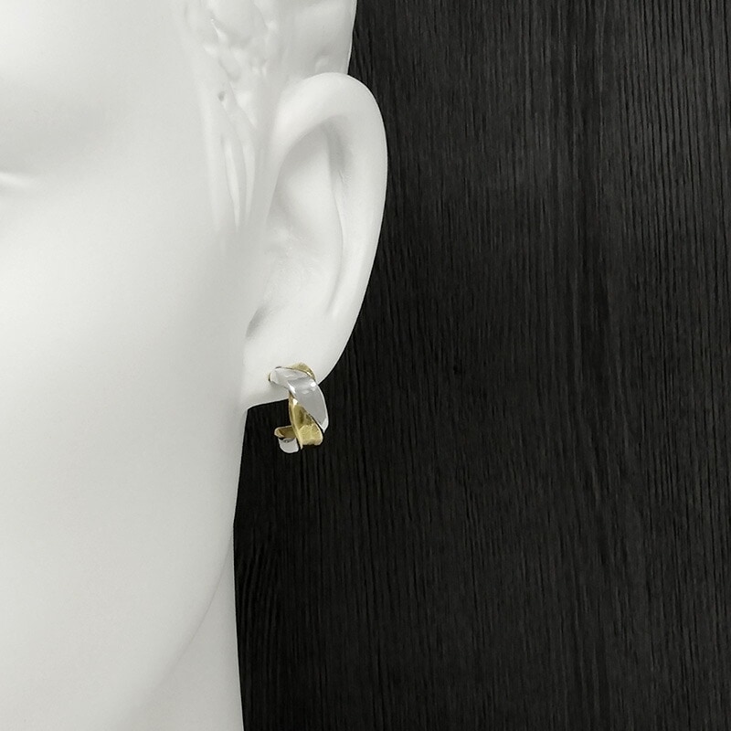 ツイスト & プレス ハーフフープピアス シルバー925 x 真鍮 VFP-079 1点売り ツイスト & プレス ハーフフープピアス シルバー925 x 真鍮 VFP-079 1点売り