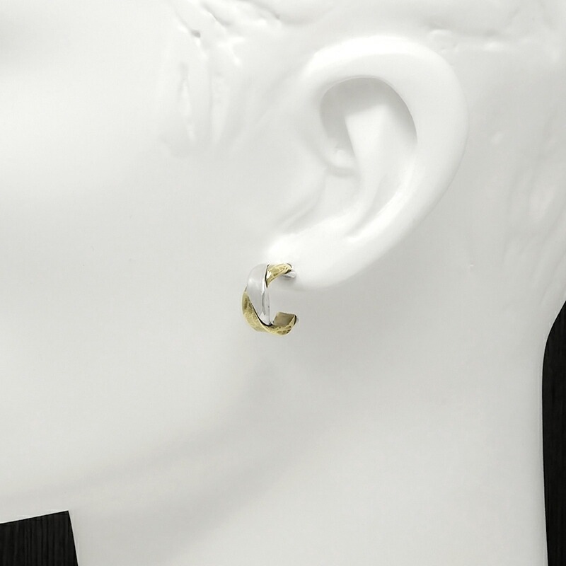 ツイスト & プレス ハーフフープピアス シルバー925 x 真鍮 VFP-079 1点売り ツイスト & プレス ハーフフープピアス シルバー925 x 真鍮 VFP-079 1点売り