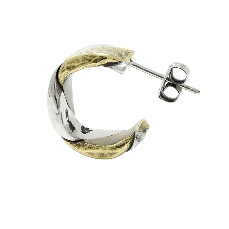 ツイスト & プレス ハーフフープピアス シルバー925 x 真鍮 VFP-079 1点売り ツイスト & プレス ハーフフープピアス シルバー925 x 真鍮 VFP-079 1点売り