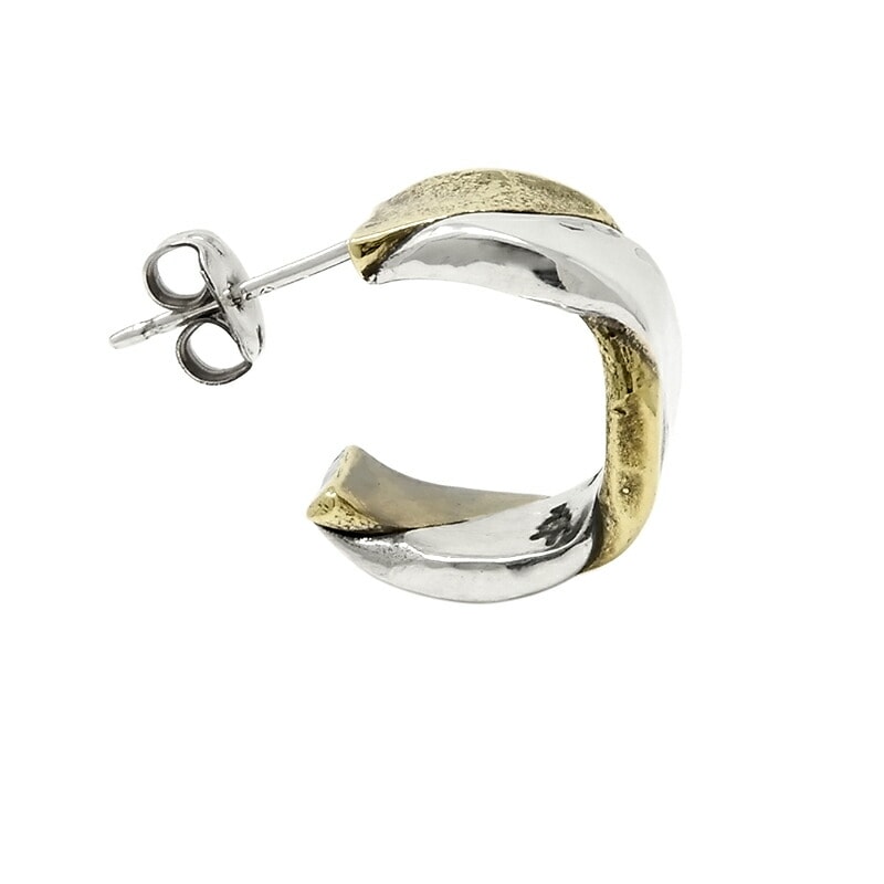 ツイスト & プレス ハーフフープピアス シルバー925 x 真鍮 VFP-079 1点売り ツイスト & プレス ハーフフープピアス シルバー925 x 真鍮 VFP-079 1点売り