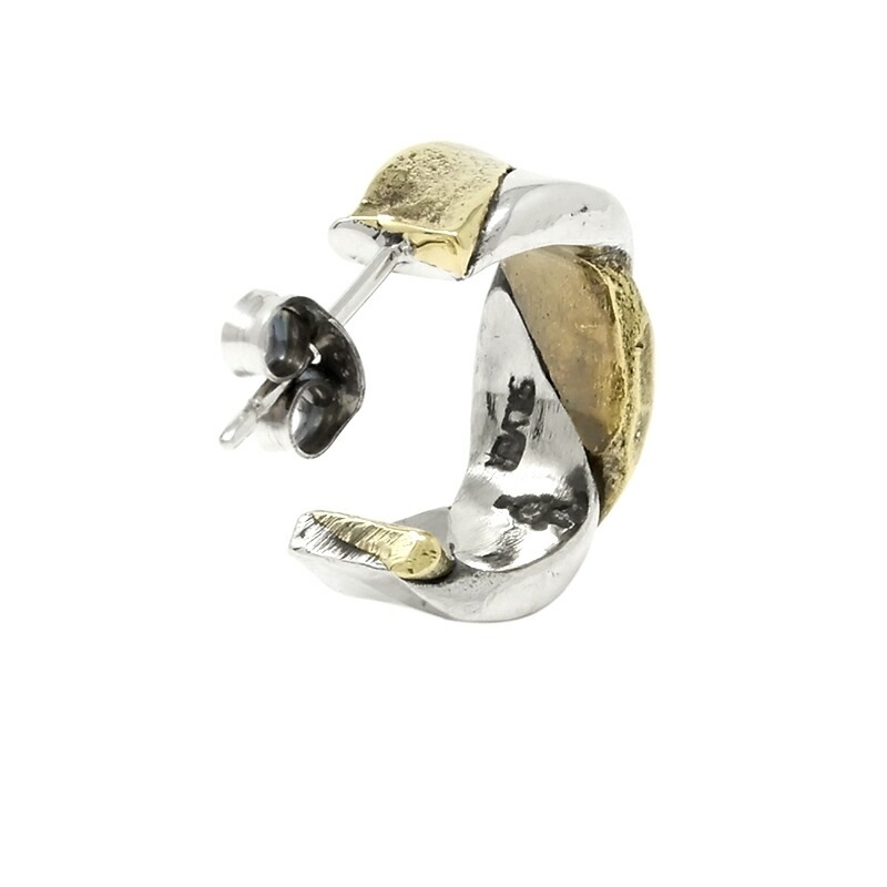 ツイスト & プレス ハーフフープピアス シルバー925 x 真鍮 VFP-079 1点売り ツイスト & プレス ハーフフープピアス シルバー925 x 真鍮 VFP-079 1点売り