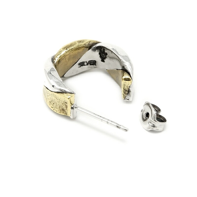 ツイスト & プレス ハーフフープピアス シルバー925 x 真鍮 VFP-079 1点売り ツイスト & プレス ハーフフープピアス シルバー925 x 真鍮 VFP-079 1点売り