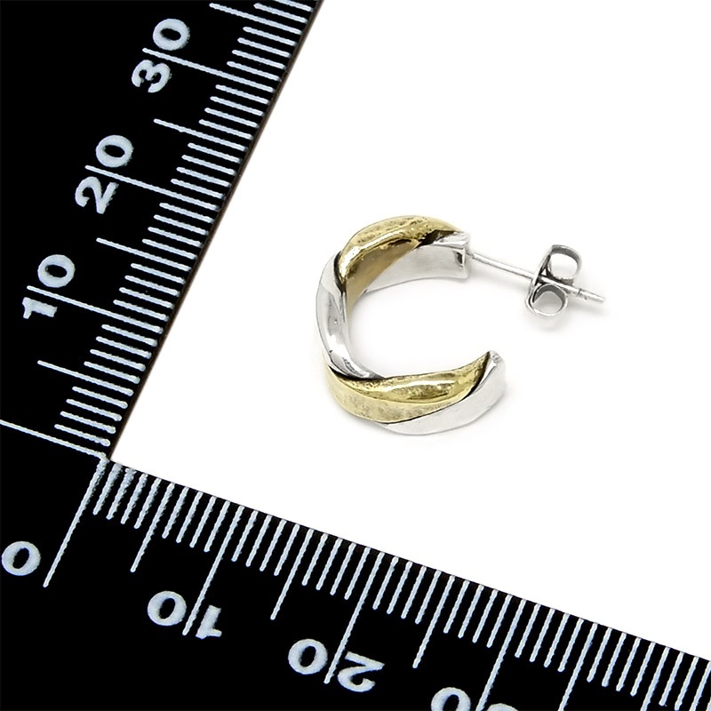 ツイスト & プレス ハーフフープピアス シルバー925 x 真鍮 VFP-079 1点売り ツイスト & プレス ハーフフープピアス シルバー925 x 真鍮 VFP-079 1点売り