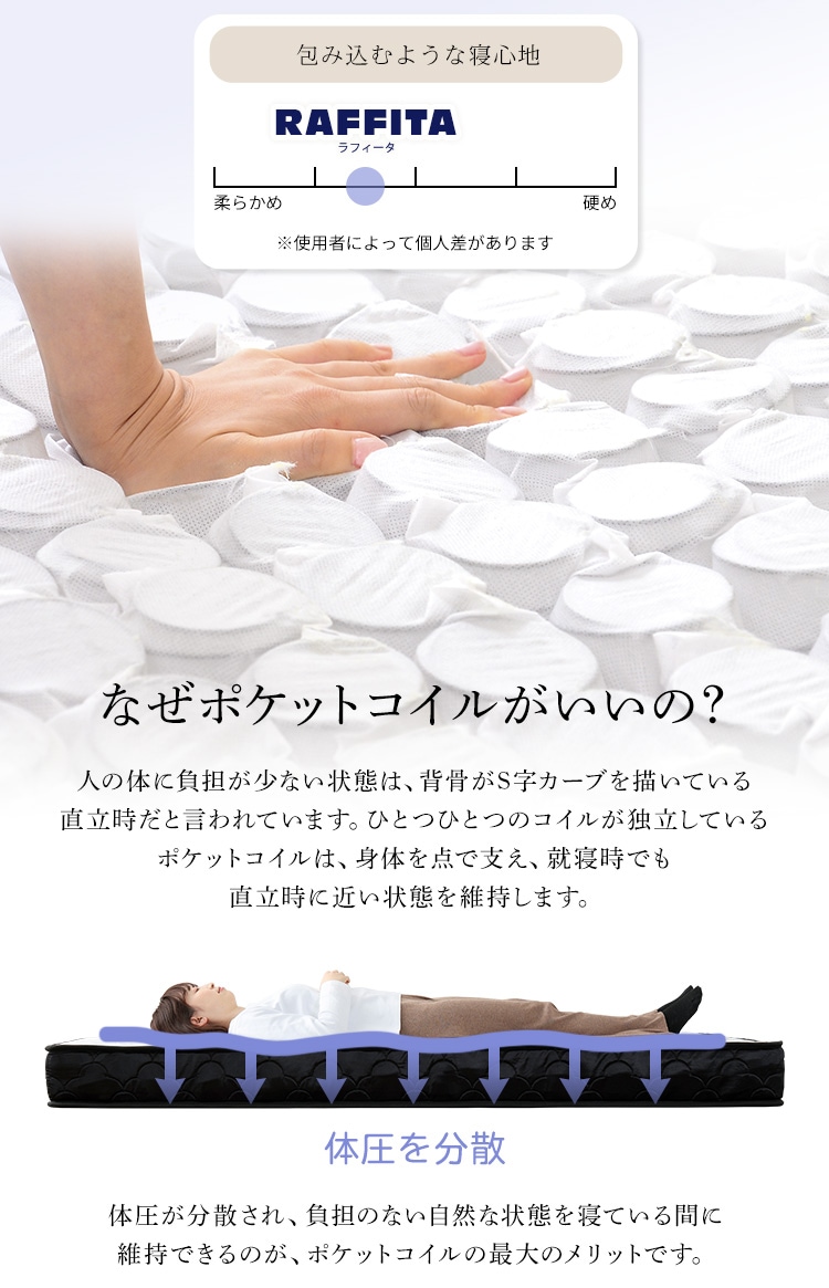 マットレス コイルマットレス スリムシングル ポケットコイル コンパクト 清潔 安全安心 ロール梱包