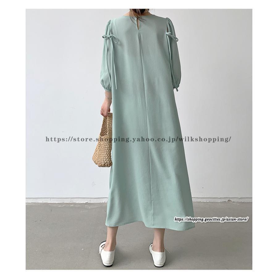 【短納期】夏 ワンピース 五分袖 シフォンワンピース リボン付き Aラインワンピース 無地大人 ゆったり 卒業式 入学式 二次会 お呼ばれ ロングワンピース 30代40代
