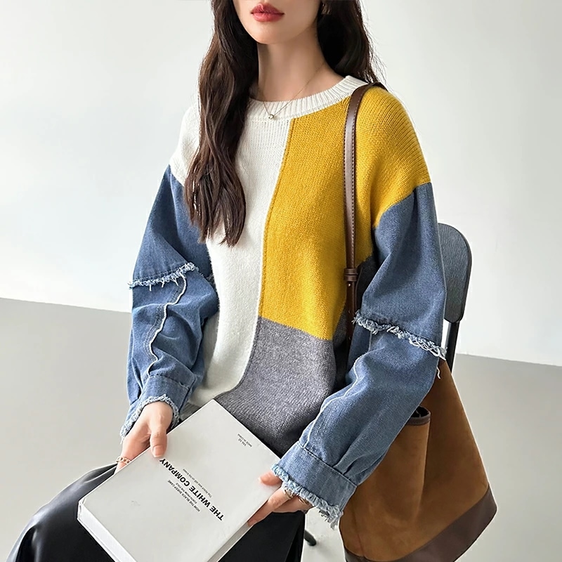 10/30!クーポンで3,740円 セーター デニム 切り替え ニット セーター トップス レディース 長袖 ダメージ 大きいサイズ プルオーバー 異素材 ボリューム袖 オーバーサイズ 厚手 暖かい 10/30!クーポンで3,740円 セーター デニム 切り替え ニット セーター トップス レディース 長袖 ダメージ 大きいサイズ プルオーバー 異素材 ボリューム袖 オーバーサイズ 厚手 暖かい