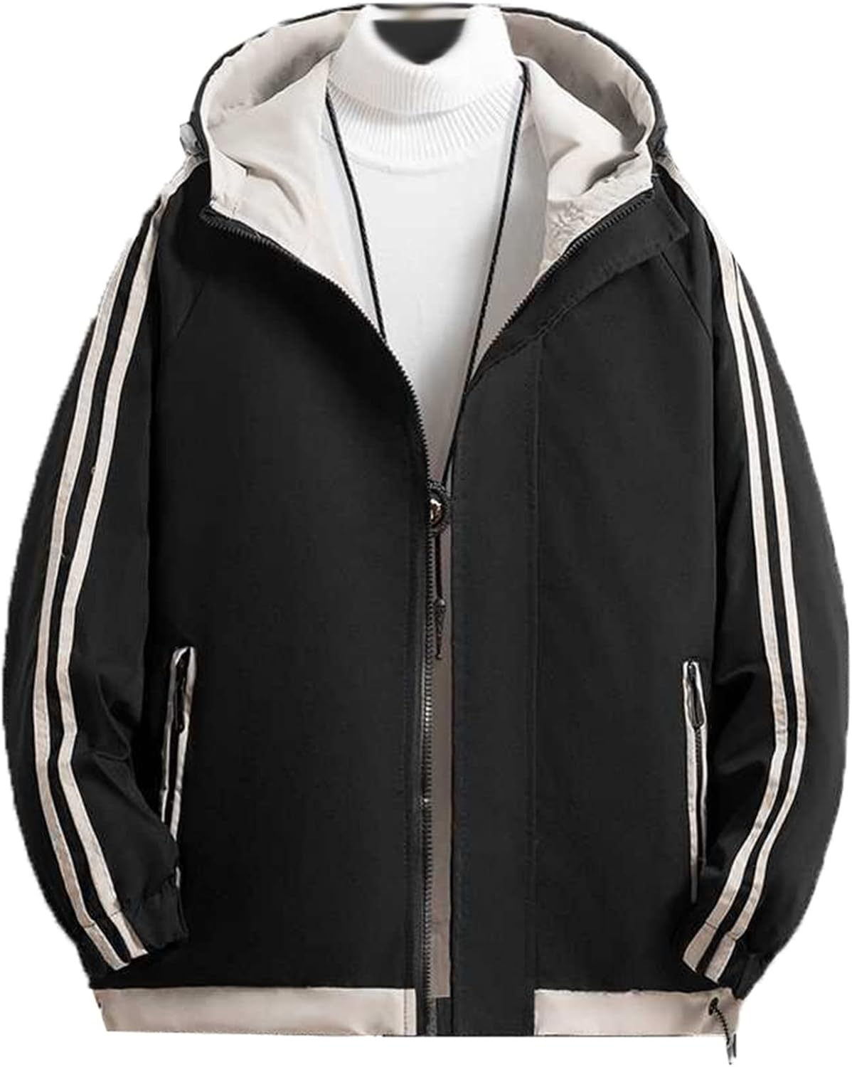 パーカー ジャケット 男性 フード付き 長袖 春秋 ソフト 切り替え 保温性 吸汗 丈長め 韓国風 カジュアル クール オシャレ ブルゾン トレーナー 体型パカー 耐久性 耐磨耗 防水 通学