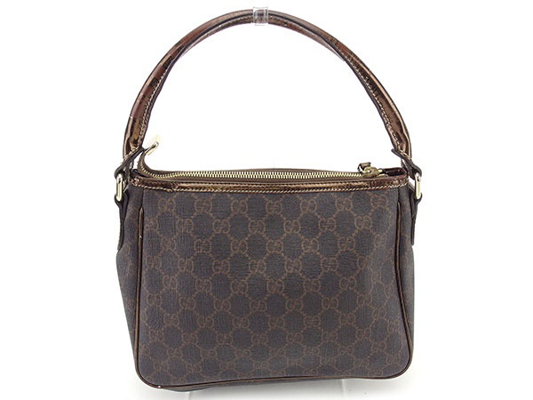 グッチ GUCCI ハンドバッグ レディース GGプラス ブラウン×ブロンズ系 PVC×エナメルレザー 訳あり セール 【中古】 T808 . グッチ GUCCI ハンドバッグ レディース GGプラス ブラウン×ブロンズ系 PVC×エナメルレザー 訳あり セール 【中古】 T808 .