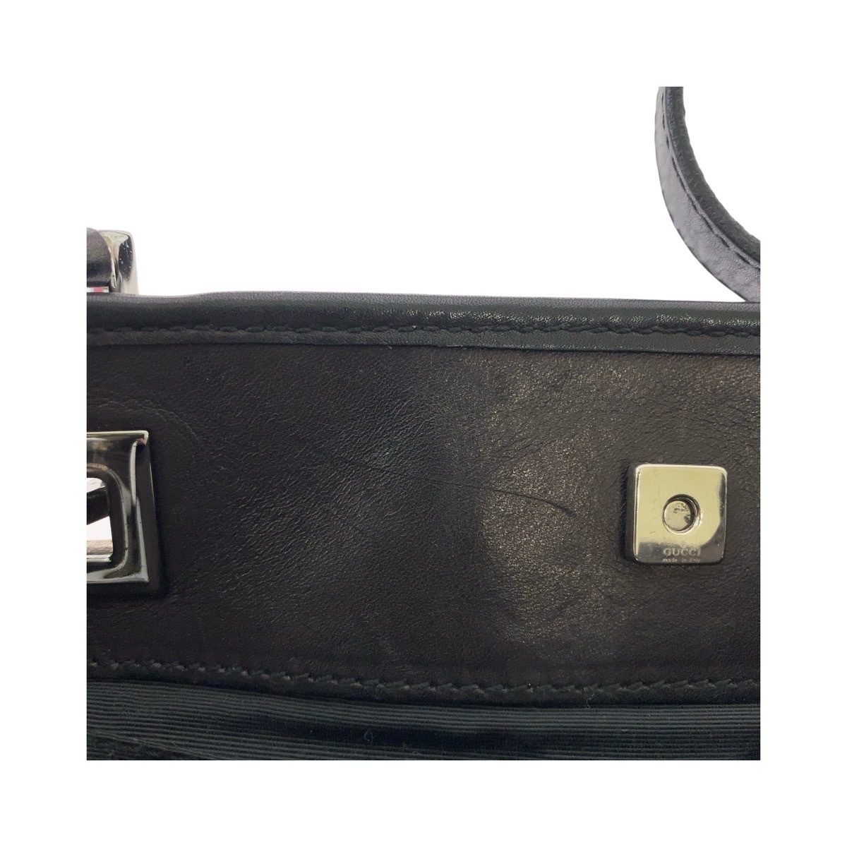 美品 ブラック 黒 シルバー金具 GGキャンバス/レザー 36172 トートバッグ ハンドバッグ レディース 410272