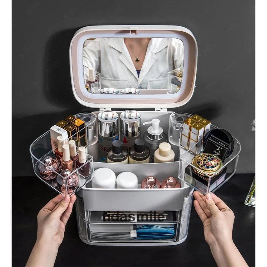 メイクボックス コスメボックス 鏡付き 化粧品収納 多機能 持ち運び 小物入れ 防塵 防水 美容 大容量 卓上収納 アクセサリー プレゼント 洗面所-60 メイクボックス コスメボックス 鏡付き 化粧品収納 多機能 持ち運び 小物入れ 防塵 防水 美容 大容量 卓上収納 アクセサリー プレゼント 洗面所-60