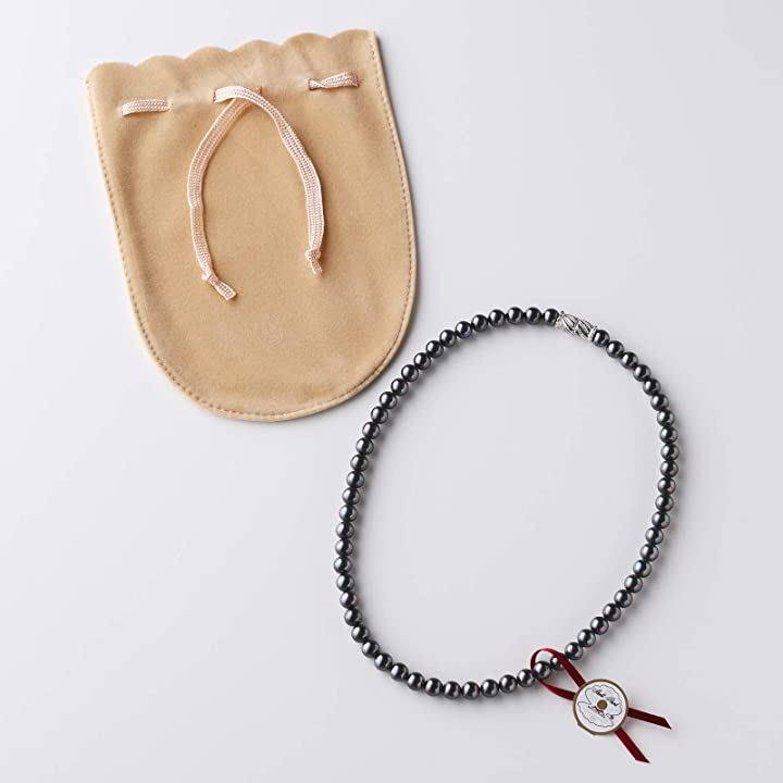 パールネックレス 冠婚葬祭 マグネット留め 42cm 6.5-6.8mm 珠 ブラック(［07-02］ ネックレス 単品 マグネット, ［02］ パール直径6.5-6.8mm ネッ)