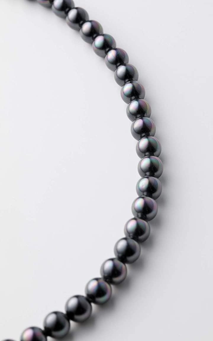 パールネックレス 冠婚葬祭 マグネット留め 42cm 6.5-6.8mm 珠 ブラック(［07-02］ ネックレス 単品 マグネット, ［02］ パール直径6.5-6.8mm ネッ)