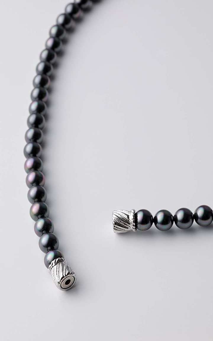 パールネックレス 冠婚葬祭 マグネット留め 42cm 6.5-6.8mm 珠 ブラック(［07-02］ ネックレス 単品 マグネット, ［02］ パール直径6.5-6.8mm ネッ)