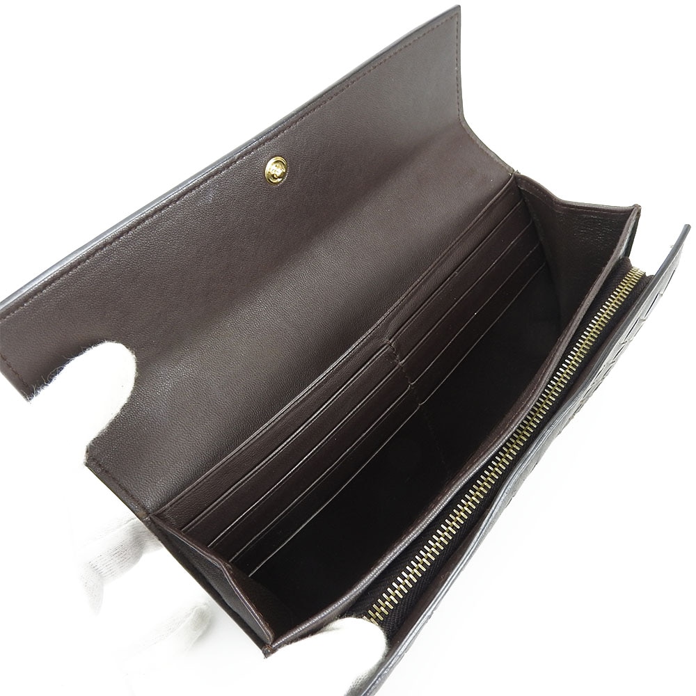 【ボッテガベネタ】編み込みレザー二つ折り財布 ダークブラウン BOTTEGA VENETA（ボッテガ・ヴェネタ） 折財布 メンズ 743004 VBWD2