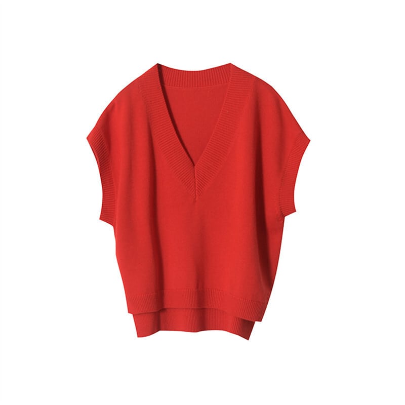 トップス人気おすすめおしゃれ 激安 安い プチプラ カーディガン ニット セーター コーディガン ベスト 肩出し 半袖 ベスト とろみ ビックシルエット ざっくり ぶかぶか Vネック wto