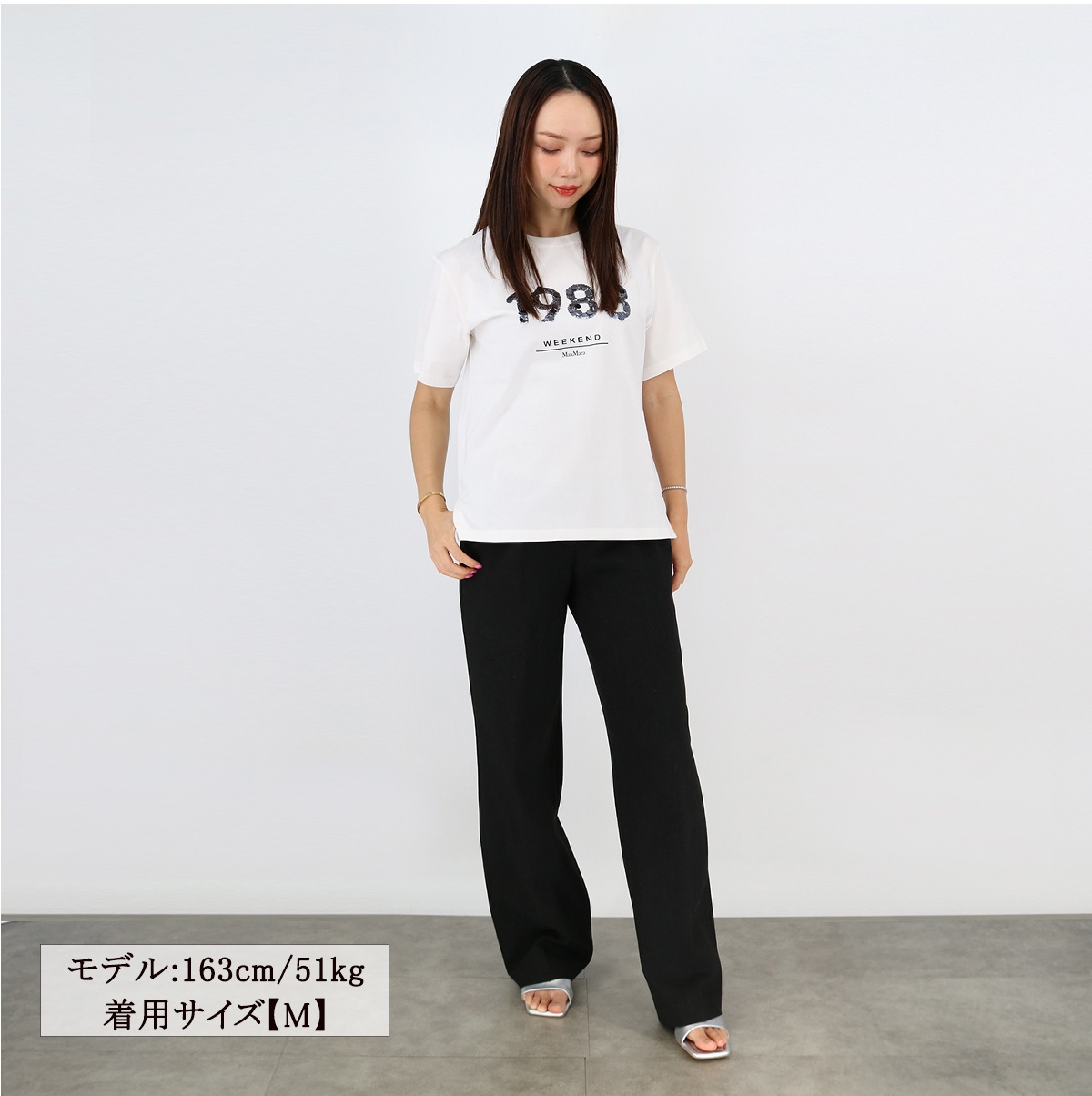 ウィークエンド CABINA カビーナ コットン ジャージー Tシャツ レディース SS TEE クルーネック ロゴスパンコール 半袖 ブランド 白