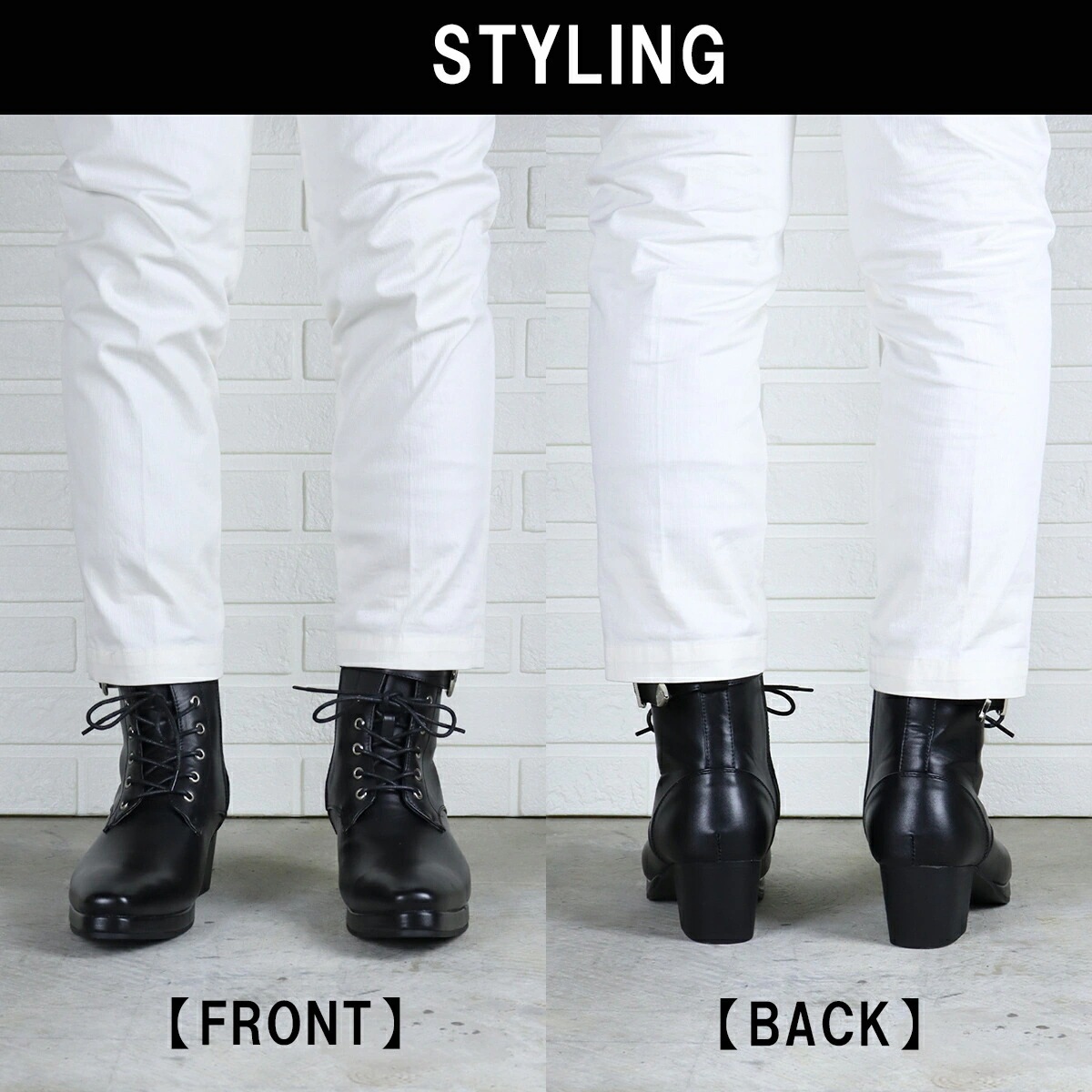 ブーツ メンズ ショートブーツ 厚底 6.5cmヒール サイドジップ レースアップ ストームブーツ 3E レザー 合成皮革 ベルトストラップ プラットフォーム プレーントゥ 黒 ブラック 6832 ブーツ メンズ ショートブーツ 厚底 6.5cmヒール サイドジップ レースアップ ストームブーツ 3E レザー 合成皮革 ベルトストラップ プラットフォーム プレーントゥ 黒 ブラック 6832