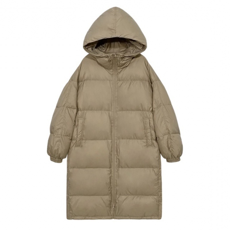 2025年秋冬新作韓国風厚手ダウンジャケットレディースミドル丈フード付きゆったり暖かいホワイトダックダウンジャケット 2025年秋冬新作韓国風厚手ダウンジャケットレディースミドル丈フード付きゆったり暖かいホワイトダックダウンジャケット