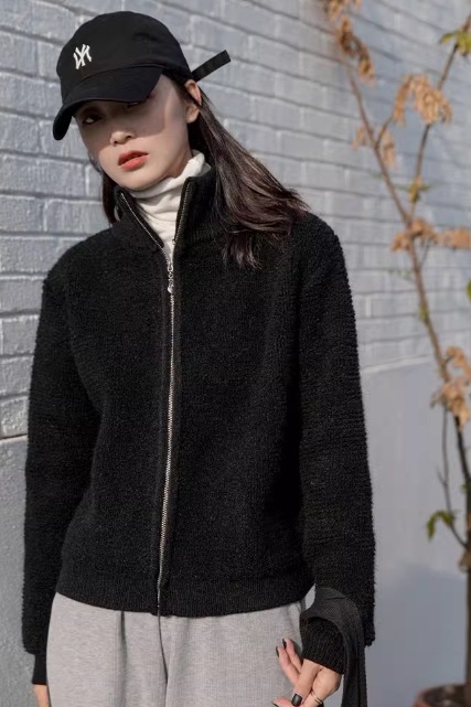 レディース トップス ジャケット ニット カーディガン 長袖 ハイネック Iライン フェミニン ファスナー 前開き ニット かわいい 大人可愛い きれいめ シンプル カジュアル 上品 おしゃれ