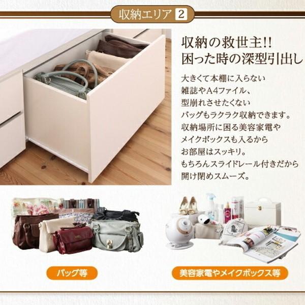 大容量 チェストベッド セミダブル ヘッドレスベッド スライドレール引き出し 収納 コンパクト 省スペース シンプル フレーム単品