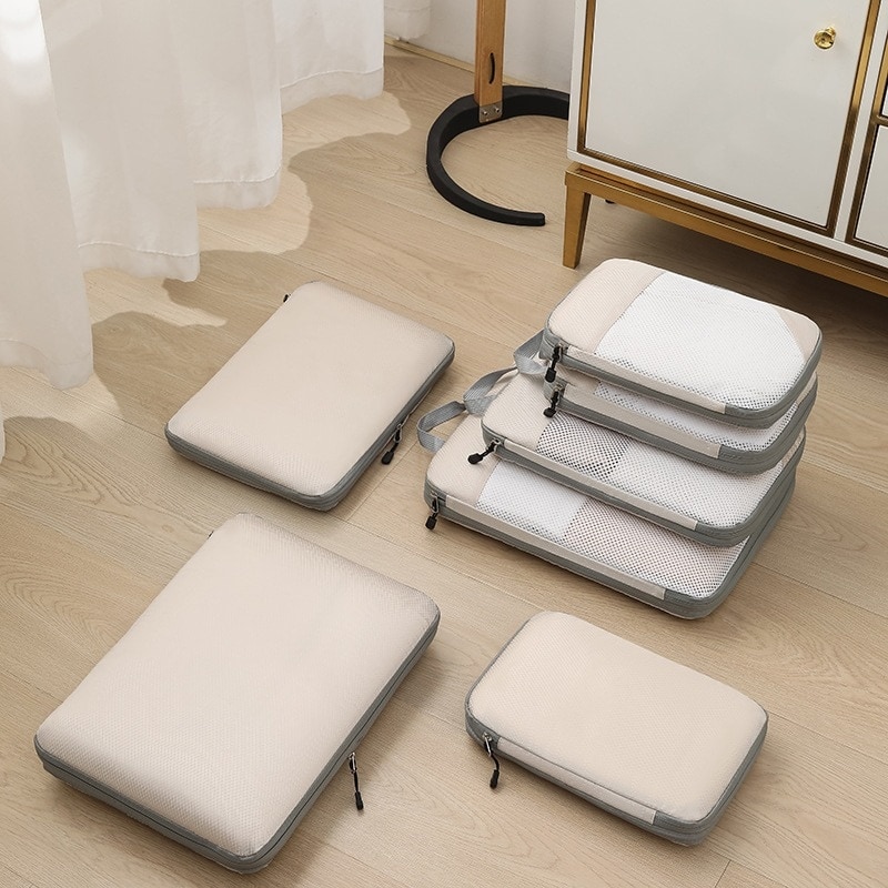 圧縮収納ポーチ 携帯に便利 収納袋 旅行バッグ 防水 四点セット 化粧ポーチ