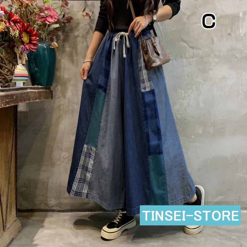 4月の新品デニムパンツ ワイドパンツ レディース 夏 ガウチョパンツ ロングパンツ ウゴム パンツ スカーチョ スカンツ 体型カバー 楽チン カジュアル 大人2025