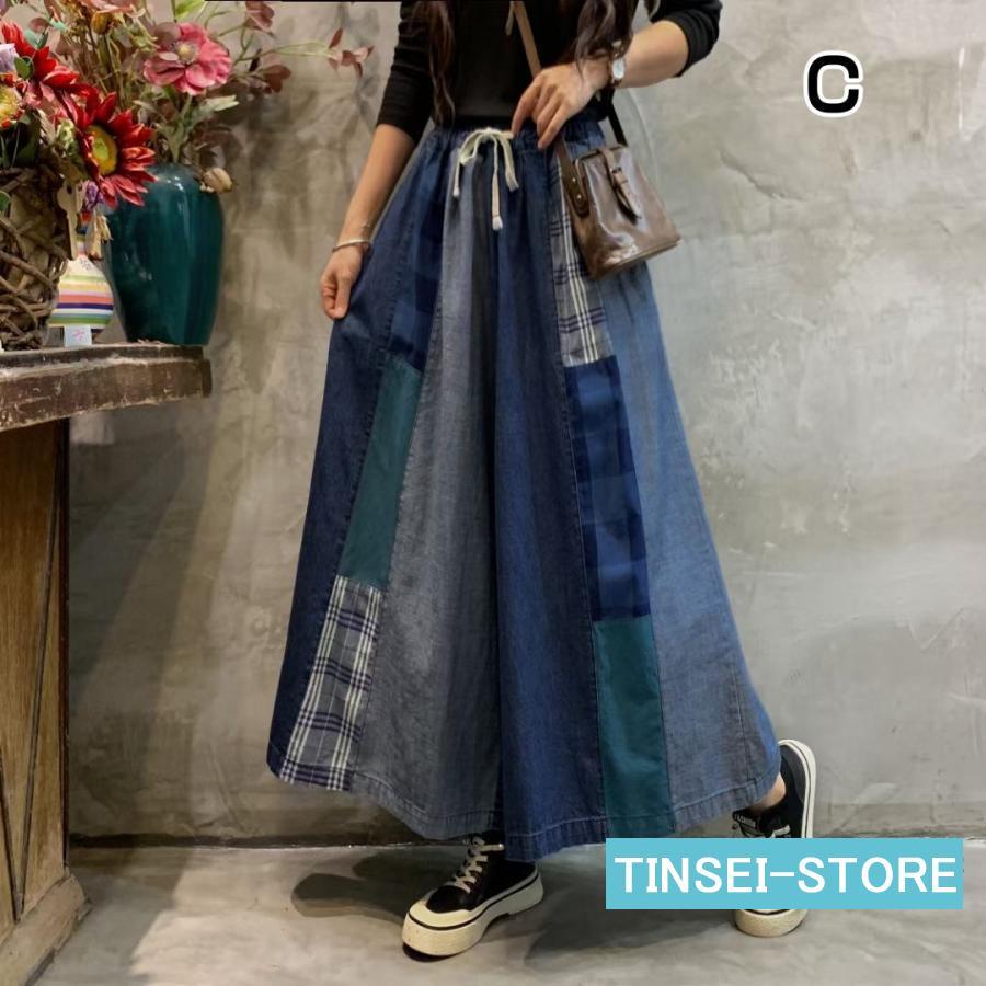 4月の新品デニムパンツ ワイドパンツ レディース 夏 ガウチョパンツ ロングパンツ ウゴム パンツ スカーチョ スカンツ 体型カバー 楽チン カジュアル 大人2025