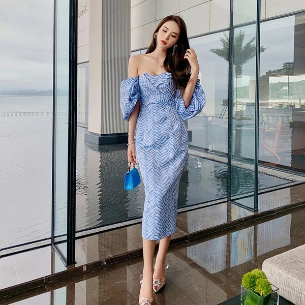 高評価多数キャバ嬢ドレス タイトドレス パーティードレス 韓国 ナイトドレス ワンピース プチプラ オフショルダー ベアトップ ミドル ドレス キャバドレス ヘンリーボーン 半袖 春 夏 秋 冬 ミド