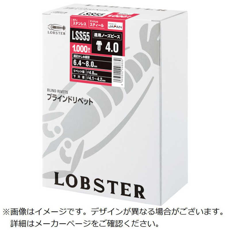 ロブテックス エビブラインドリベット(丸頭)ステンレス/スティール製55(1000本入) LSS55 ロブテックス エビブラインドリベット(丸頭)ステンレス/スティール製55(1000本入) LSS55
