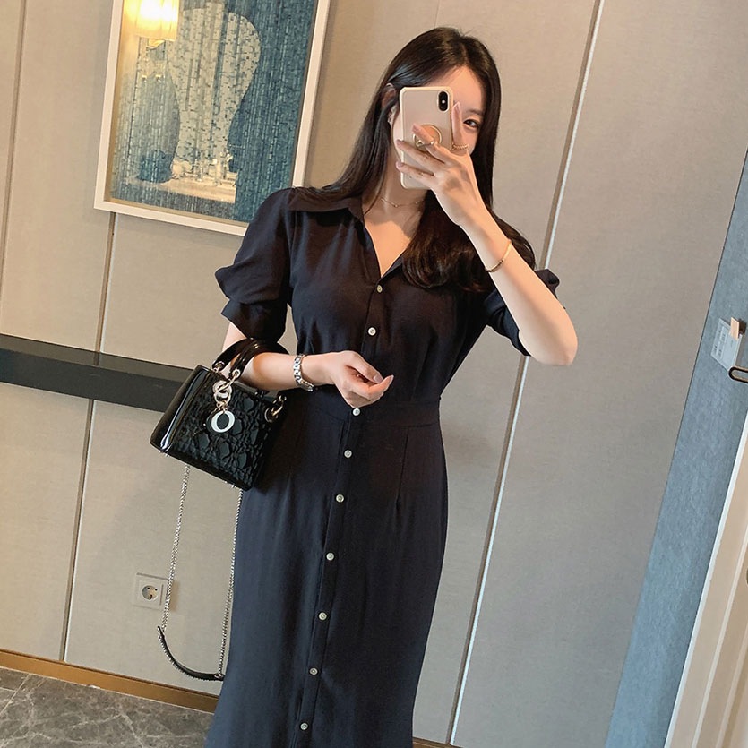 [メガ割りSALE]ショートパフ袖シャツワンピース・p390278