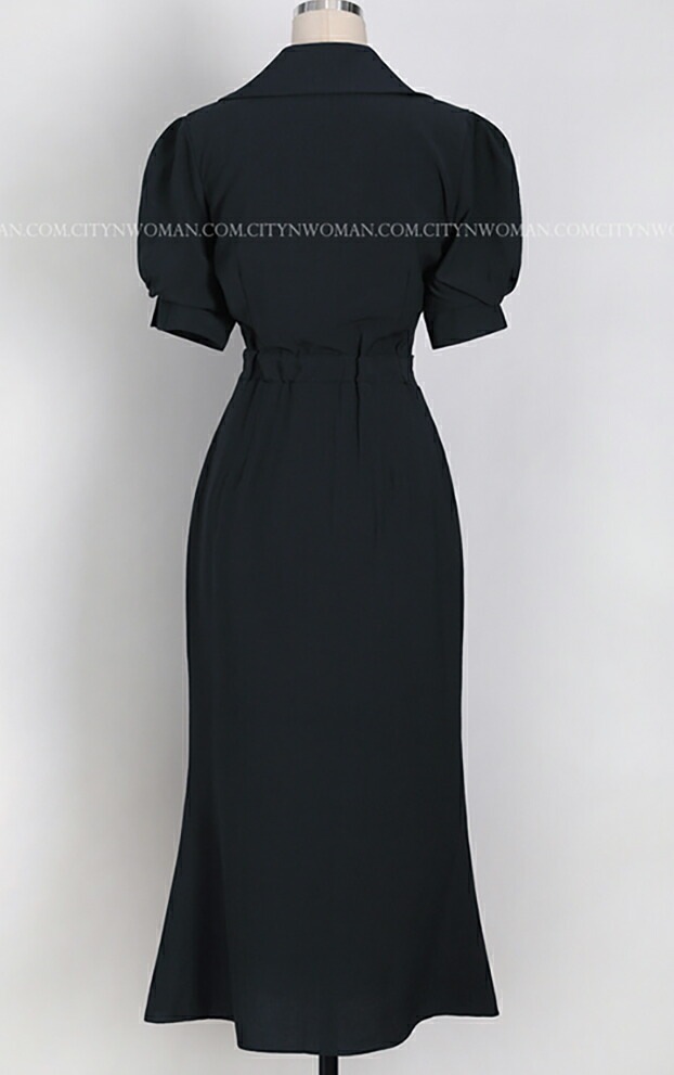 [メガ割りSALE]ショートパフ袖シャツワンピース・p390278