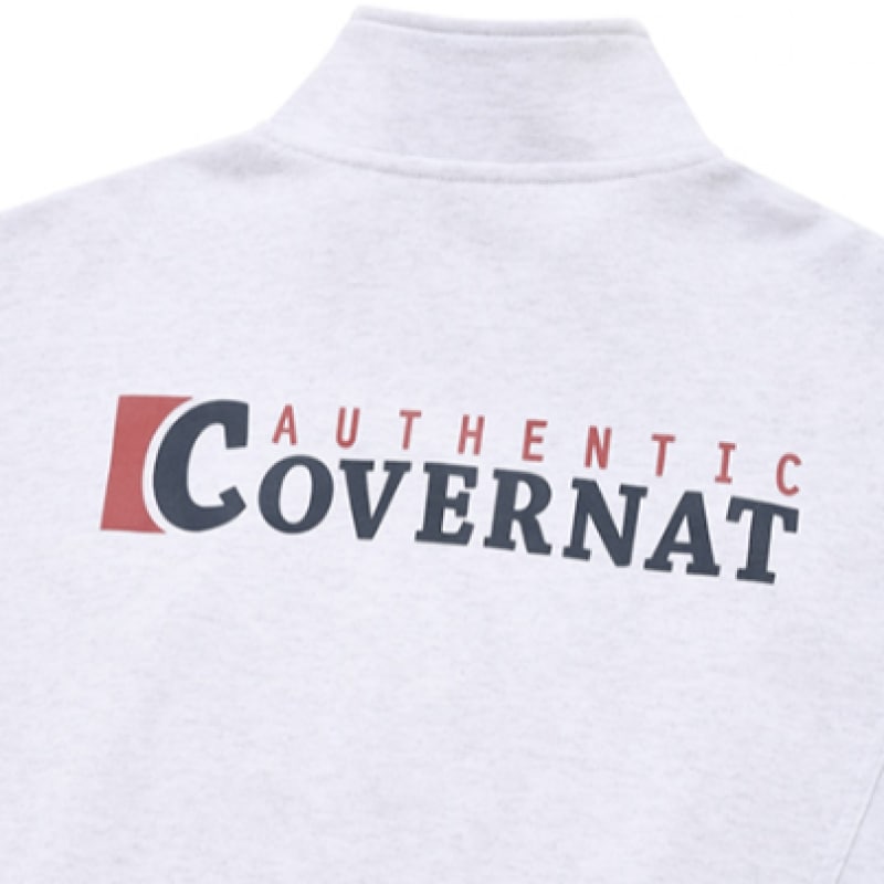 COVERNATオーバーフィットシェブロンスウェットアノラックヘッダーグレー