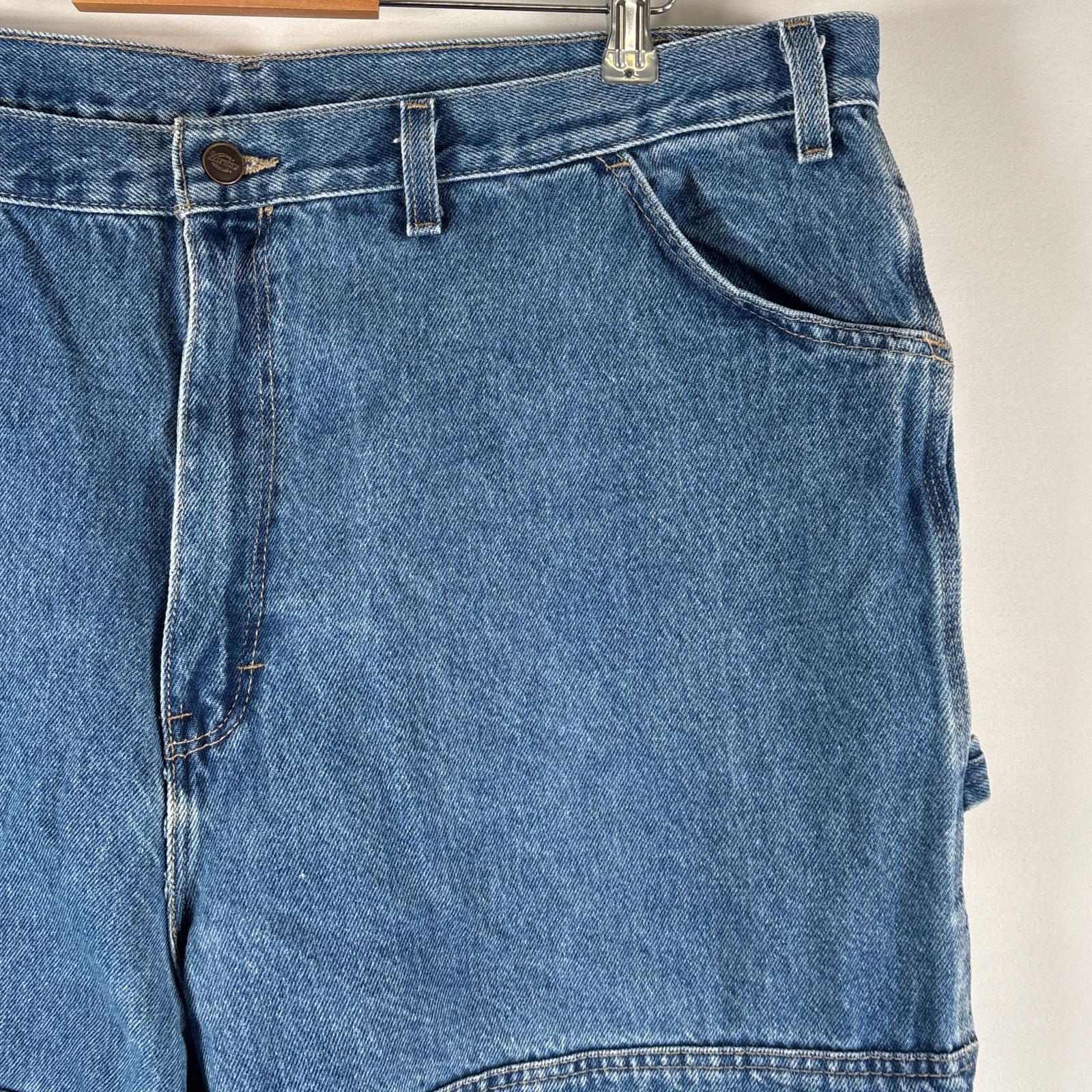 古着 デニムパンツ ブルーデニム ジーパン ジーンズ ワーク ダブルニー 大きいサイズ ワイド w44 L30 ブルー系 メンズ