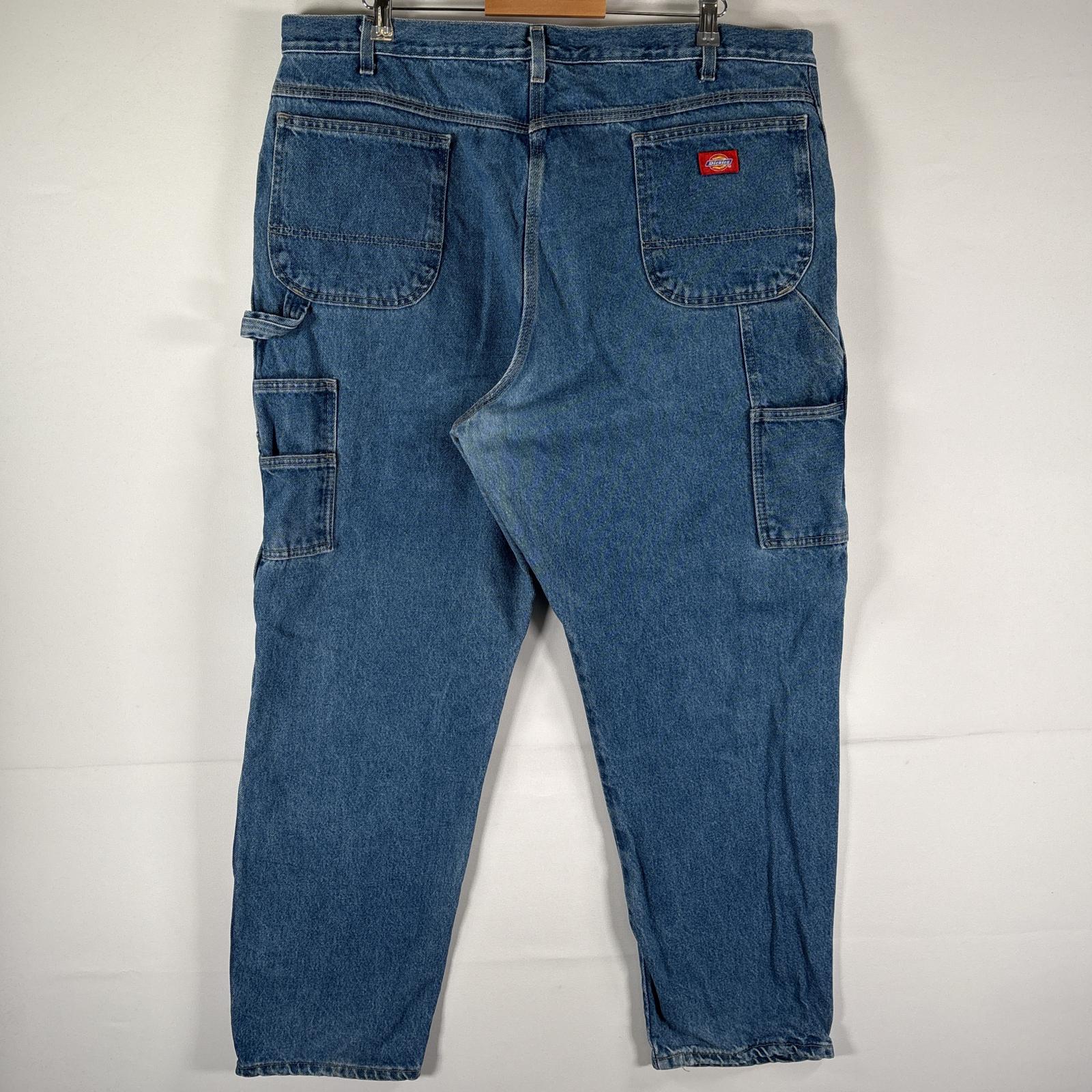 古着 デニムパンツ ブルーデニム ジーパン ジーンズ ワーク ダブルニー 大きいサイズ ワイド w44 L30 ブルー系 メンズ