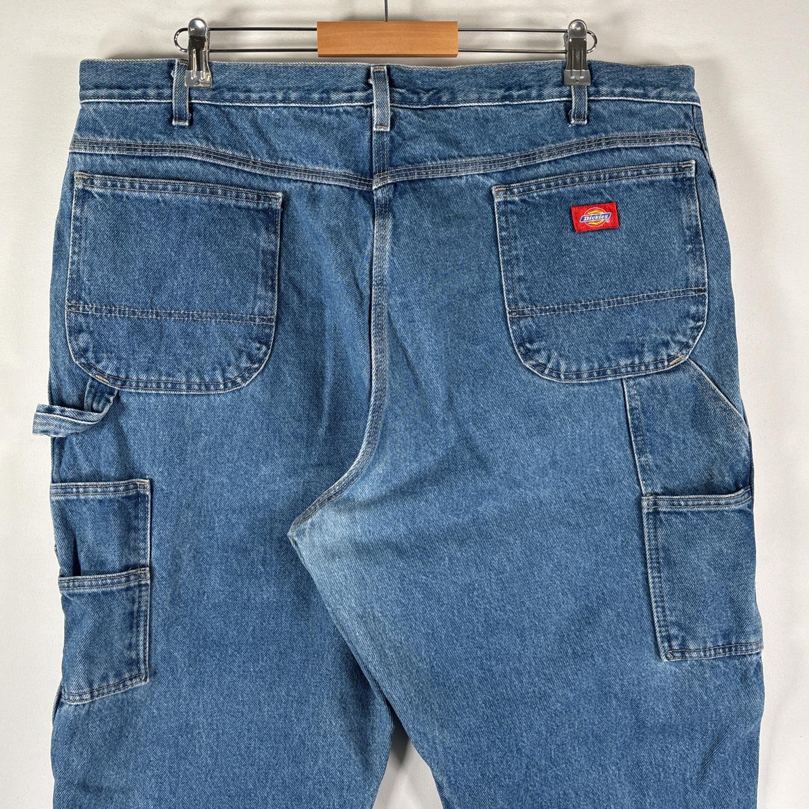 古着 デニムパンツ ブルーデニム ジーパン ジーンズ ワーク ダブルニー 大きいサイズ ワイド w44 L30 ブルー系 メンズ