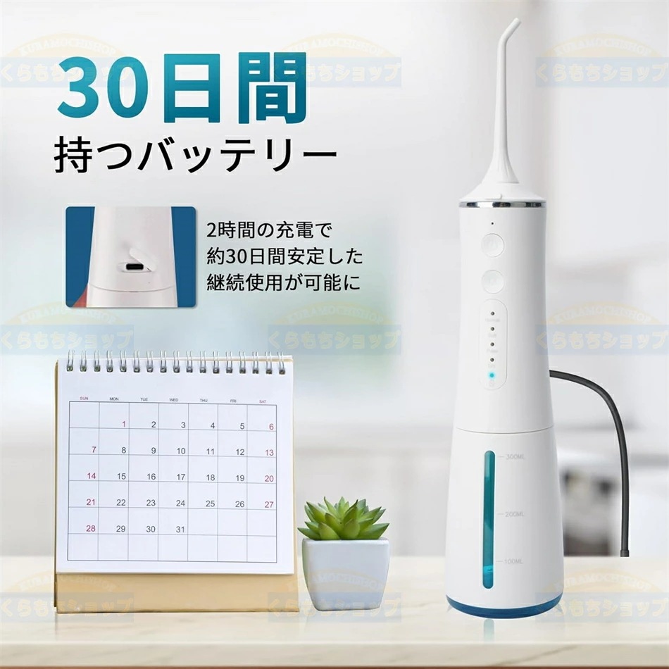 高品質新入 新入庫 口腔洗浄器 ジェットウォッシャー 歯間ケア 口腔ケア300ml替えノズル4本 コードレス 口腔洗浄機 IPX7防水 4種類の水流モード 300MLタンク ウォーターフロス USB充