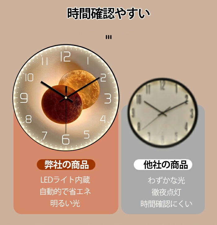 掛け時計 おしゃれ 静音 LEDセンサーライト付き 感音センサー 音センサー サイレント クオーツ時計 壁掛け時計 音がしない 北欧風 シンプル 見やすい 時計 壁掛け ウォールクロック モダン 寝室
