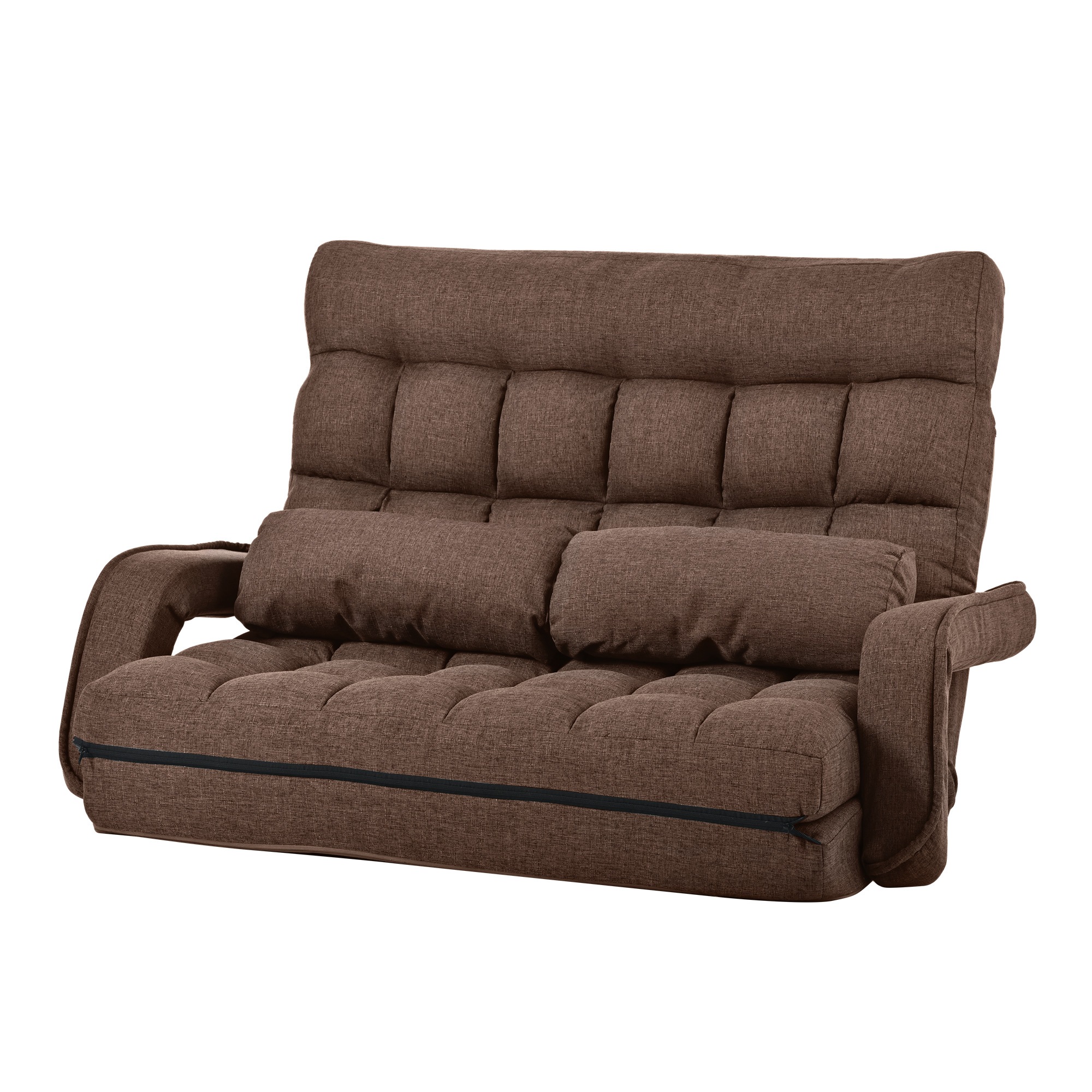 座椅子 二人掛け 4WAY 連動肘つき リクライニングソファ 折りたたみ 座いす 2人掛けソファー ハイバック リクライニング 低い椅子 ローソファー コンパクト リラックスチェア リクライニングチェ