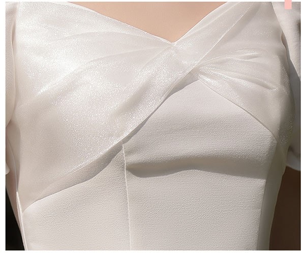 ミモレ丈 ロング丈 ホワイト 白 二次会 ブライズメイド ドレス 小さいサイズ 大きいサイズ 結婚式 体型カバー 半袖 フリル 謝恩会 二次会 卒業式 花嫁 ピアノ 発表会 ドレス 演奏会 20代 3