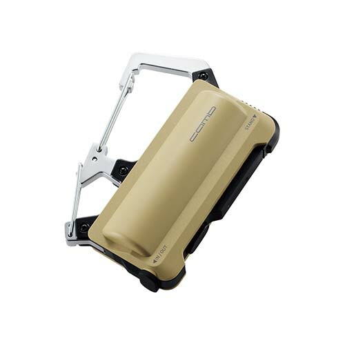 モバイルバッテリー カラビナ付き ケーブル 0.1m付属 5000mAh 12W C1 防水防塵耐衝撃 USB-C 入出力 1ポート IP44 ベージュ DE-C35L-5000BE
