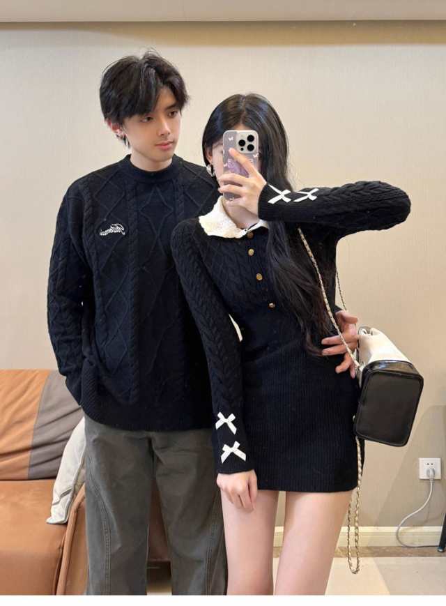 【 2025】トップス メンズ レディース セーター ニット ペアルック リンクコーデ お揃い 長袖 ブラック ニットワンピース ニットワンピ 秋冬 クリスマス 誕生日 プレゼント お友達 おしゃれ 【 2025】トップス メンズ レディース セーター ニット ペアルック リンクコーデ お揃い 長袖 ブラック ニットワンピース ニットワンピ 秋冬 クリスマス 誕生日 プレゼント お友達 おしゃれ